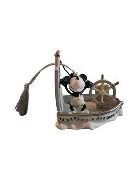 Disney Mickey Mouse 90 Years Steamboat Willie Ornament Tassel Ceramic Figure